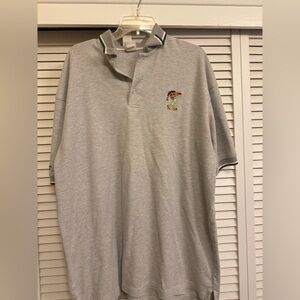 Gray Vintage Rain Forest Cafe Polo Shirt with Embroidered Golfing Frog Design